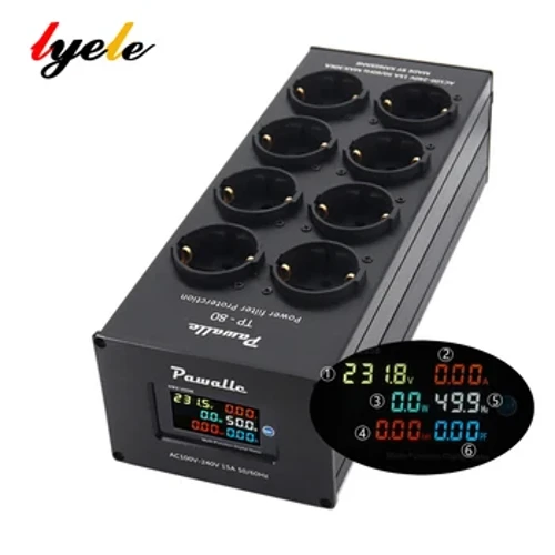 Tp80 Power Filter Socket Geräischer Reduktioun Iwwerlaascht Schutz Spannung Display Funktioun Audio Verstärker Europäesch Plug Board