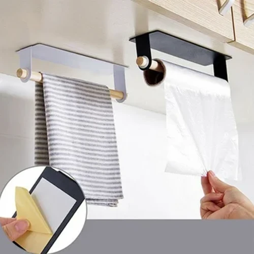 Portarotolo autoadesivo senza perforazione Portasciugamani Portaoggetti in legno Mensola sospesa per cucina Bagno Spedizione veloce