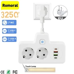 3250w ue plug power strip pd qc3.0 usb carregador rápido casa inteligente tomada de rede filtro tomada parede carregador com luz noturna