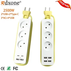 Enchufe europeo, tira de alimentación USB, enchufes para enchufes, potente extensión de filtro con USB y enchufe para extensor doméstico, filtro de red de enchufe de 1,8 m