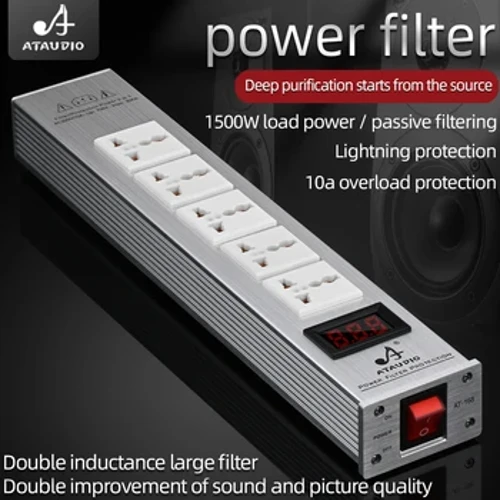 ATAUDIO Hifi Power Filter Power Power Conditioner เครื่องฟอกอากาศป้องกันไฟกระชากพร้อมปลั๊ก US และปลั๊ก Universal