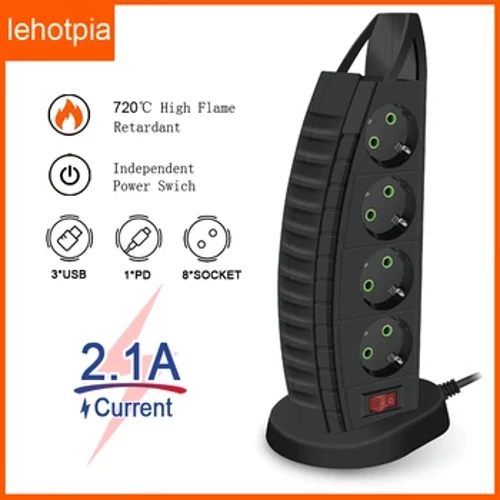Phích Cắm EU Ổ Cắm Điện Multitap Để Bàn Nguồn Dây Điện Dây Nối Dài Ổ Cắm Có Cổng USB Type-C Multiprise Mạng Lọc