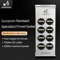ATAUDIO – filtre d'alimentation Hifi, prise ue, Protection contre la foudre, purificateur de puissance Anti-interférence, filtre sans bruit pour cordon d'alimentation ue
