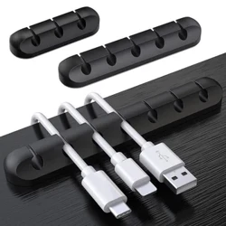 Silicone USB Cable Organizer Cable Winder Desktop Tidy Management Clips Hoʻopaʻa Uila no ka Mouse Headphone Wire Organizer