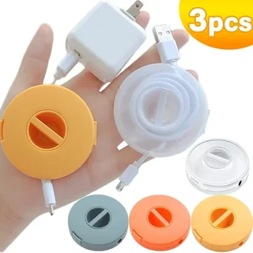 3-1 stuks draagbare oplader snoerhouder ronde opslag kabelhaspel intrekbare kabelbeheer flexibele USB-draad snoerhaspel