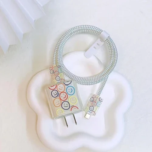 USB Kabel Schutz US Original Chargeur Protector Cover Lachende Gesiicht Style Schutzmoossnamen Data Linn Spiralwinder