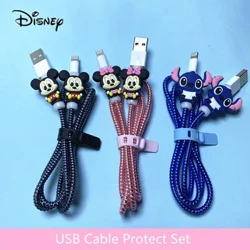 Weindiwr Cebl Cartwn Disney yn Gosod Amddiffynnydd Cebl Gwefru USB Ar gyfer Apple IPhone Ar gyfer Addurno Amddiffyn Cebl Samsung Xiaomi Huawei