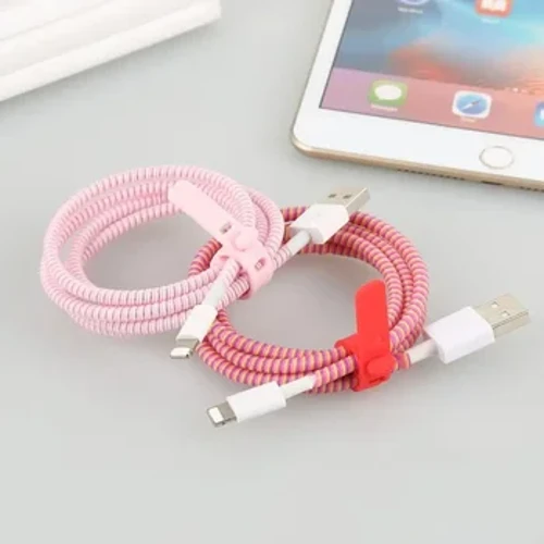 Cable Winder Wire Case მონაცემთა ხაზის დაცვა Spring Rope Twine Wire Cable Protector for Xaiomi IPhone Android USB კაბელის საფარი