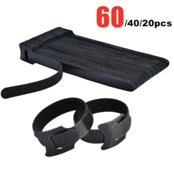 60-20 Chiếc Dây Cáp Nylon 20CM Tổ Chức Dây Cuốn Gọn Móc Vòng Dây Đeo Trên Cáp Sạc Tai Nghe Chuột dây Văn Phòng Quản Lý