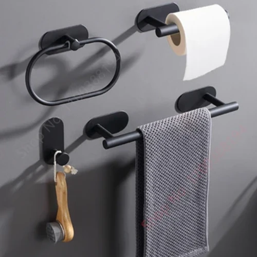 Treo Tường Khăn Lau Vệ Sinh Đựng Giấy Dính Đen Bạc Bếp Cuộn Giấy Đứng Treo Giá Treo Khăn Ăn Phụ Kiện Phòng Tắm WC