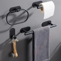 Wandmontage, Toilettenpapierhalter, selbstklebend, schwarz, silber, Küchenrollenpapierständer, hängender Serviettenständer, Badezimmerzubehör, WC