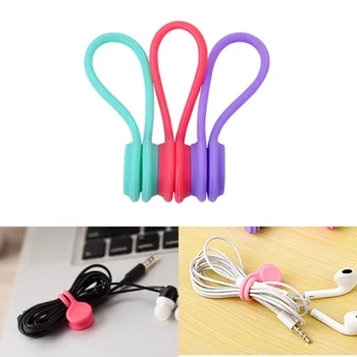 ʻO Silicone Magnetic Cable Winder Organizer No ka Earphone Data Cable ʻoluʻolu Multifunction Magnet Earphone Storage Holder Clips