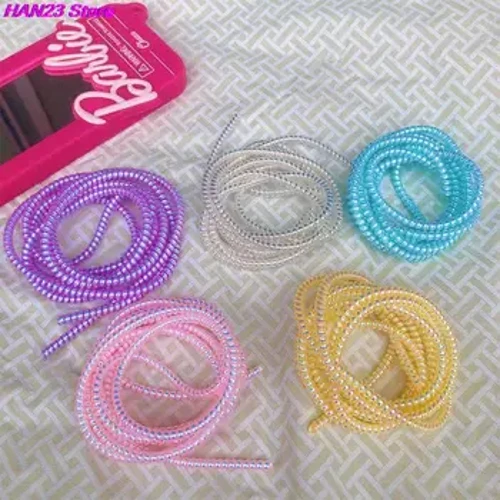 1.4M kala ʻulaʻula Spiral Charger Cable Cord Protector Universal Wrap Data Line Decoration Winder No iPhone/Samsung/Huawei/Xiaomi