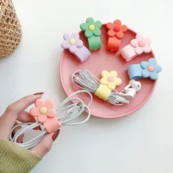 1PC Hoạt Hình Nút Cuộn Dây Thiết Bị Hoa Nhiều Màu Sắc Cáp Dữ Liệu Tai Nghe Cáp Lưu Trữ Hub Dễ Thương Cáp Sạc Phân Loại Phụ Kiện