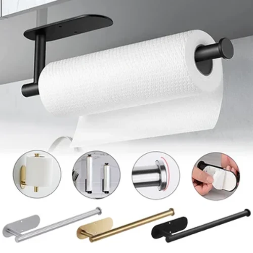 Itsylaite wc -paperi ruostumattomasta teräksestä valmistettu pyyhepidike Ei reikä reikä keittiö kylpyhuoneen wc -säilytysteline seinälle kiinnitetty pidike