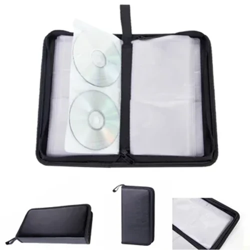 80 varaqli avtomobil CD qutisi diskli Dvd saqlash sumkasi Yuqori sig'imli yengli CD ushlagich qutisi fermuarli albom organizatorli tashish qutisi sumkasi