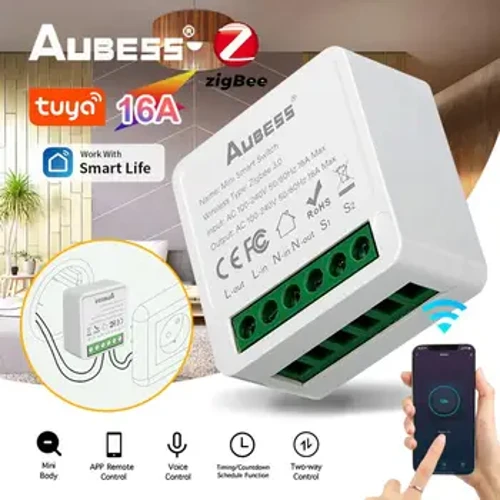Tuya ZigBee WiFi Công Tắc Thông Minh Với Nguồn Màn Hình 16A DIY Rơ Le Điều Khiển Giọng Nói Nhà Thông Minh Tự Động Hóa Bộ Dụng Cụ Cho Alexa Google Alice