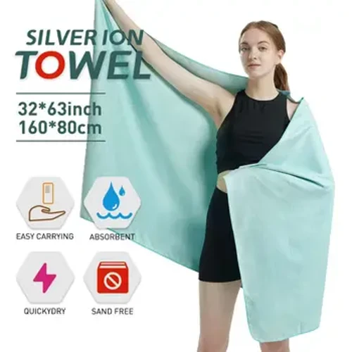 I-Microfiber Quick Dry Gym Towel Isiliva I-ION Iphunga I-Fibre Engenaphunga Eyomisa Ngokushesha Igiya Lokujima Lomzimba Lokusebenza Ngokuphuma (M1)