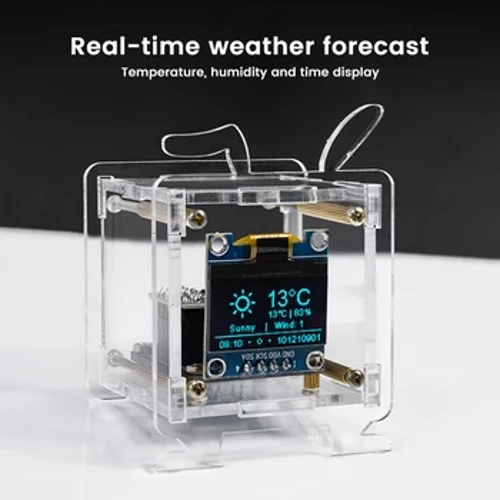 ESP8266 Kit de bricolaj cu mini ceas electronic, afișaj OLED de 0,96 inci, suport pentru rețea Wifi 2,4G cu carcasă Proiect distractiv de lipit bricolaj