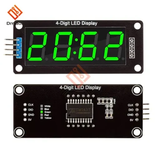 4-numeroinen 7-segmentti TM1637 0,56 tuuman elektroninen digitaalinen LED-putkikellomoduuli tee-se-itse-sarja LED-digitaalikellon ajurilevyn näyttö, 5 väriä