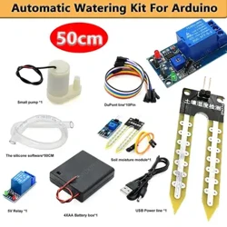 Комплект за автоматично напояване за напояване Arduino Комплект за напояване Градински комплект Мини сензор за влага на почвата Релеен модул 50 см маркуч