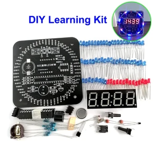 Modul de afișare cu LED digital rotativ DIY Kit de ceas electronic digital cu alarmă 51 SCM Placă de învățare 5V DS1302