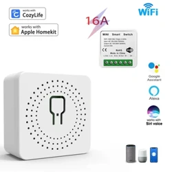 Homekit 16A Wi-Fi Мини Смарт-переключатель с 2 способами управления Беспроводной переключатель света «сделай сам» Умный дом работает с Siri CozyLife Alexa Google Home