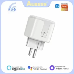 Tuya WiFi Smart Plug 16A/20A Soket Uni Eropa dengan Daya Pemantauan Fungsi Waktu Kontrol Suara Aplikasi Kehidupan Cerdas Via Alexa Google Home