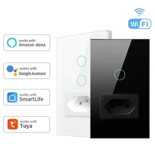 Tuya Wifi Smart Pasila Su'i Momi puipui Soketi Soketi Outlet 1/2 Gang Touch Sensor Glass e galue ma Smart Life Alexa Google Home
