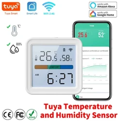 Tuya Smart WiFi Zigbee Temperatur Fuktighetssensor Hygrometer Trådløs Alexa Google-kompatibel bakgrunnsbelysning fjernkontroll hjemmeovervåking