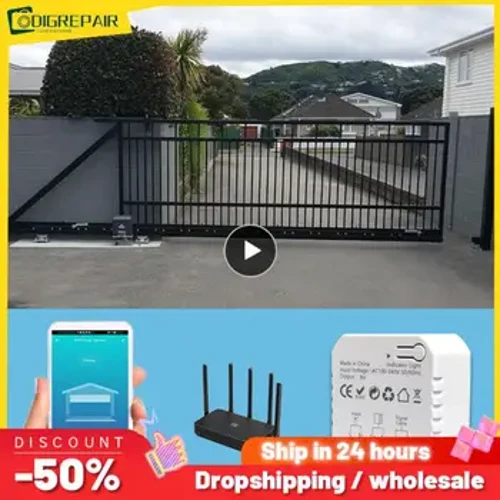 Oscailteoir Geata Sleamhnáin Geata Sleamhnáin Mótaraithe Tuya Smart Life Wifi Déan teagmháil le Rialú Gutha 110V 240V le Alexa Home