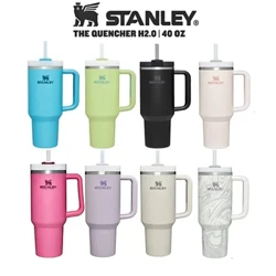 Stanley Tumbler gyda Chaead Gwellt Handle Dur Di-staen 30 owns/40oz Cwpan Car wedi'i Inswleiddio â Gwactod Cwpan Dwbl Wal Teithio Rhew Thermol