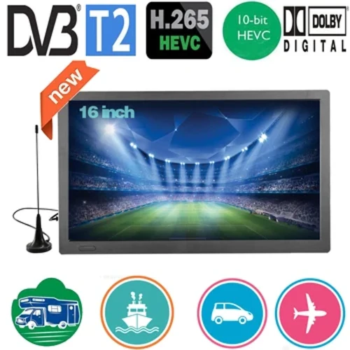 LEADSTAR Inayoweza Kuchajishwa tena ya Inch 16 Msaada wa Televisheni Ndogo ya Kubebeka ya DVB-T2 ISDBT ATSC Hevc H265 10Bit Code Gari Jikoni TV Dolby D16