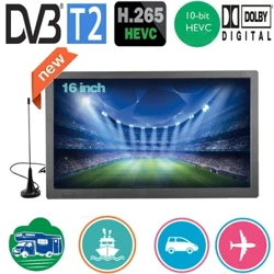 Akumulator LEADSTAR 16 cali przenośny Mini telewizja cyfrowa obsługa DVB-T2 ISDBT ATSC Hevc H265 10-bitowy kod samochód kuchnia TV Dolby D16