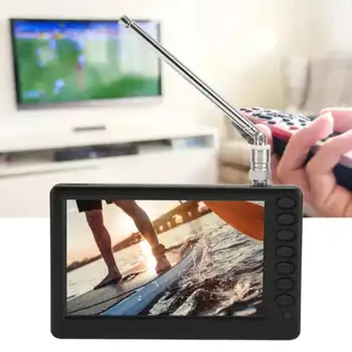 5in Göçme Mini Sanly Telewizor Jübi Telewizory Gurlan zarýad berilýän batareýa ISDB T laýyk EUB Plug 110‑220V