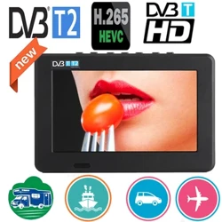 LEADSTAR 7 dýuým göçme Mini Tv DVB-T2 H265 / Hevc DVB-T / H264 Dolby Ac3 800x480 TF Card USB bilen doly gabat gelýär