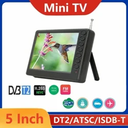 Pocket TV D5 5 tommer DVB-T2 ATSC ISDB-T TDT Digital og Analog Mini Små Bil TV Bærbart TV Support USB TF Genopladelig
