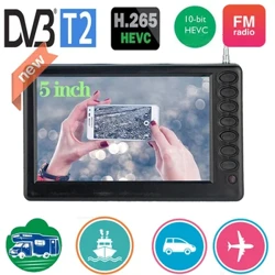 LEADSTAR 5-tommers bærbar mini-digital-tv med DVB-T2 FM ATV USB-avspilling innebygd batterilomme-tv Se hvor som helst D5