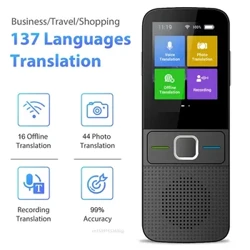 Smart Voice T10 Translator Machine 137 Tele Gagana i le Taimi Moni i luga ole laiga Fa'ainitaneti Fa'aliliuina Atu Laina AI Liua A'oa'oga