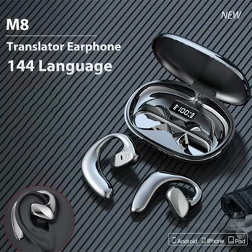 Cuffie per traduzione M8 144 lingue Traduzione istantanea Traduttore vocale intelligente Auricolare traduttore Bluetooth wireless