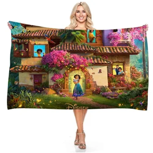 Хавлиена кърпа Disney Encanto за деца, възрастни, подаръци, бързосъхнещи кърпи, абсорбиращи микрофибър големи плажни кърпи 100x200 см