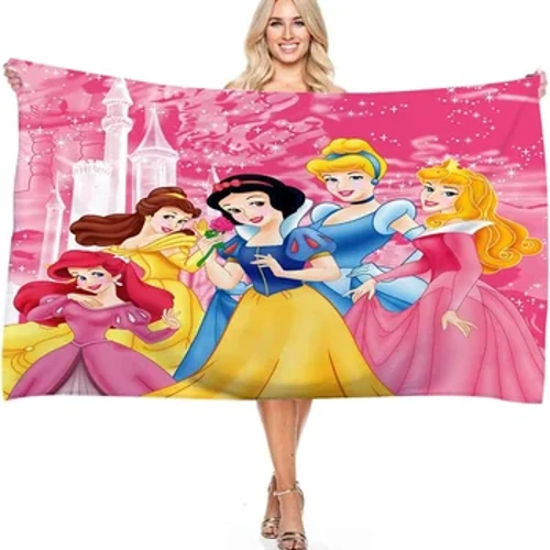 Disney Princess Girls -rantapyyhe 100 x 200 cm, mikrokuitu, erittäin suuri nopeasti kuivuva hiekkaton rantapyyhe matkoille, uinti