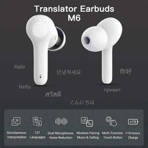 Tradutor sem fio fones de ouvido bt fones de ouvido com microfones caso de carregamento suporte tradução em tempo real em 71 idiomas