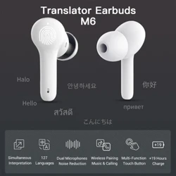 Tradutor sem fio fones de ouvido bt fones de ouvido com microfones caso de carregamento suporte tradução em tempo real em 71 idiomas