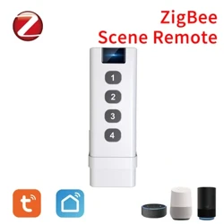 TUYA ZigBee smart house Wireless Scene Switch 4 Gang Remote Portable Tuya Zigbee Hub Απαιτείται κανένα όριο στις συσκευές ελέγχου