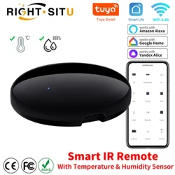 Tuya pametni IR daljinski upravljač sa senzorom temperature i vlage za klima uređaj TV DVD AC Radi s Alexa Google Home