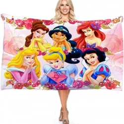 Disney Princess badehåndkle 70 cm x 140 cm, mykt mikrofiber, hurtigtørkende, absorberende, for barn jenter kvinner for basseng, reise, bad,