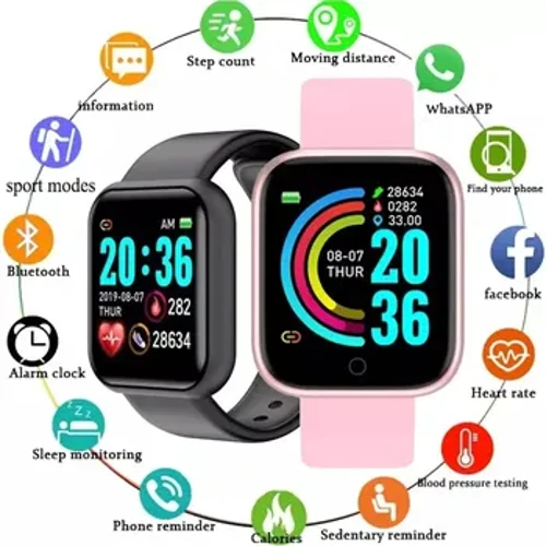 Multifunkční chytré hodinky Muži Ženy Telefon připojený přes Bluetooth Hudba Fitness Sportovní náramek Monitor spánku Y68 Smartwatch D20
