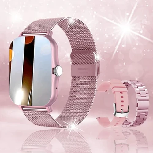 + 3pc montre intelligente carrée femmes hommes Smartwatch cadran tactile appels musique Smartclock pour Android IOS Fitness Tracker Sport montre intelligente