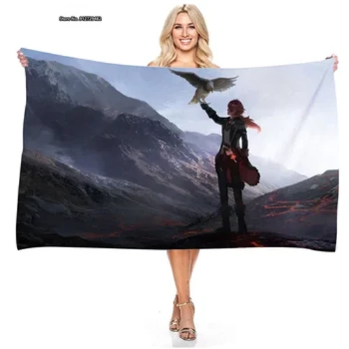 Anime Game Original God Series Digital Printed Rectangular Beach Towel Summer Swimming Mabilis na pagkatuyo Absorbent Bath Towel